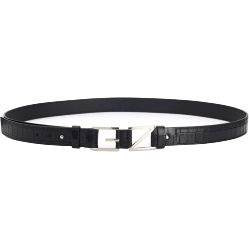 Giuseppe Zanotti Gürtel Croc-effect Gz Block Logo Belt schwarz