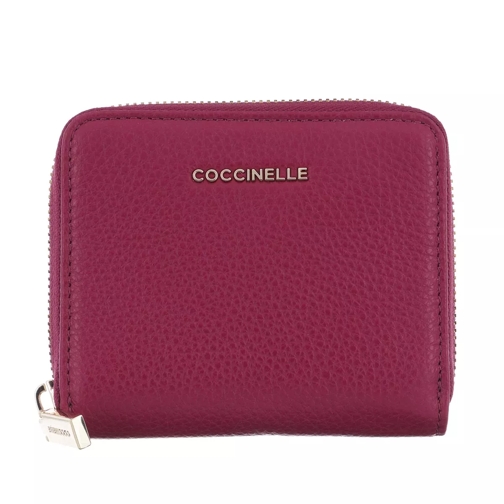 Coccinelle Metallic Soft Wallet Leather  Deep Violet Portemonnaie mit Zip-Around-Reißverschluss