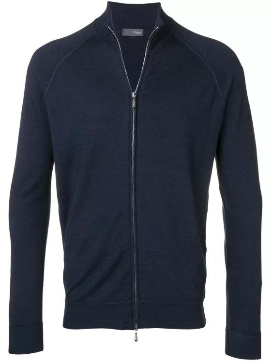 Drumohr - Zipped Crewneck Sweater - Größe 46 - blue