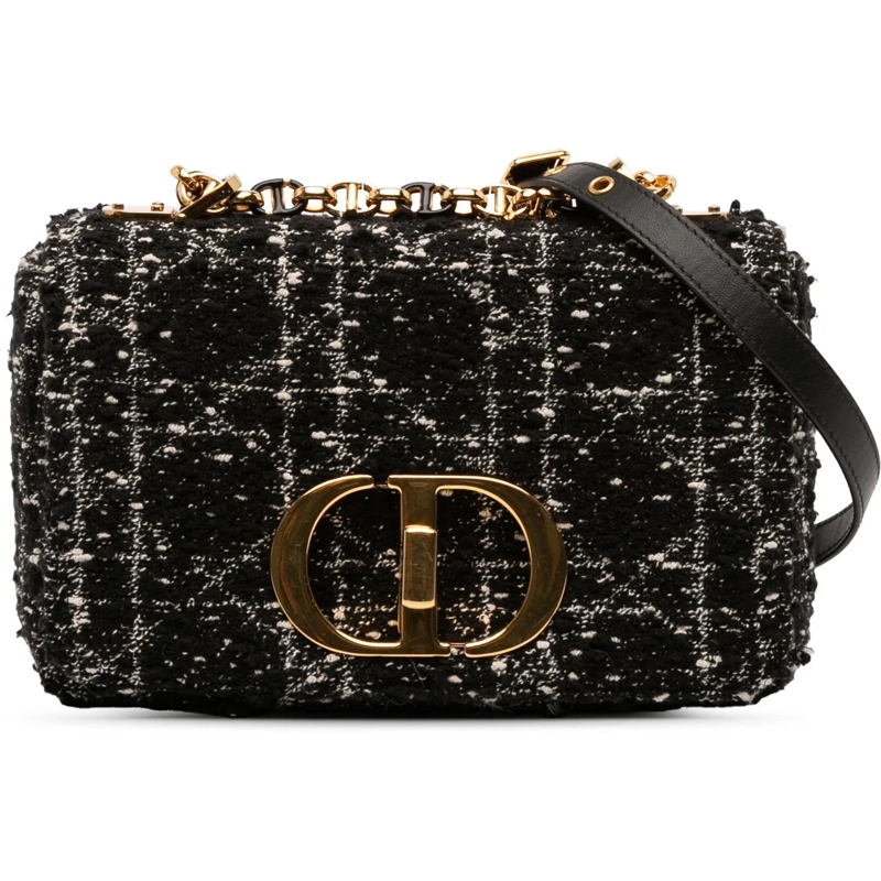 Christian Dior Schultertasche Small Tweed Macrocannage Caro Bag schwarz
