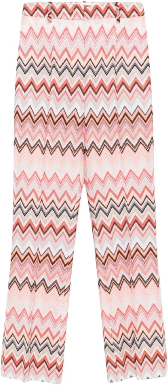 Thumbnail - Missoni - Zigzag Patterned Tailored Trousers - Größe 40 - bunt