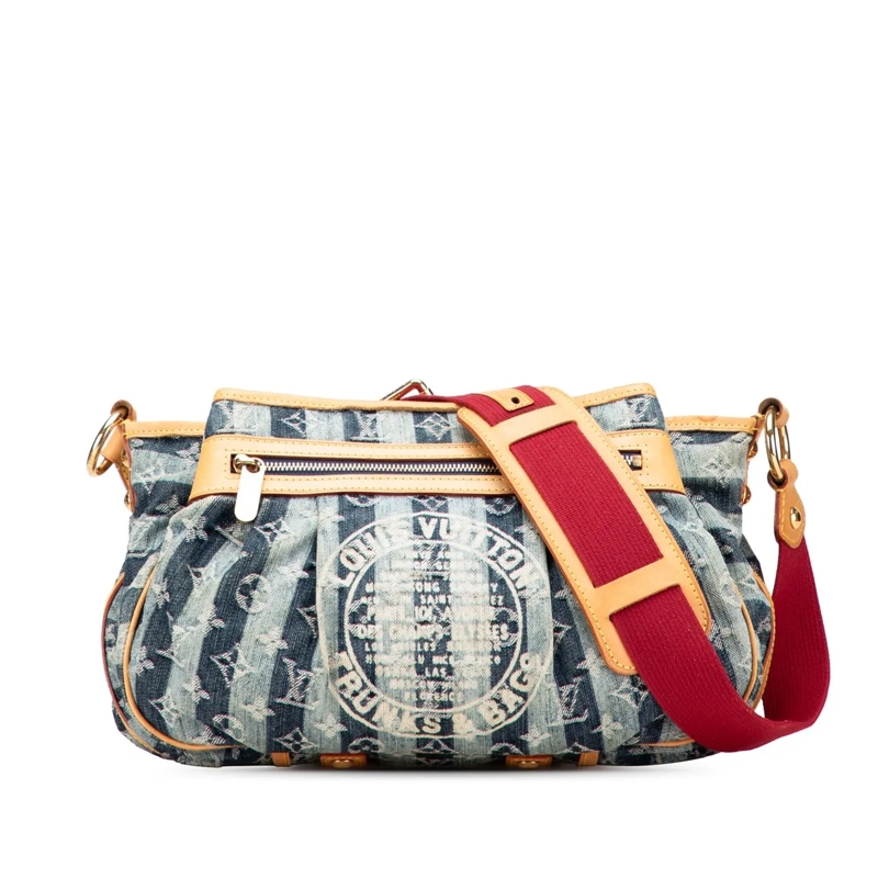 Louis Vuitton Sac à bandoulière Monogram Denim Porte Epaule Raye Cabas MM blau