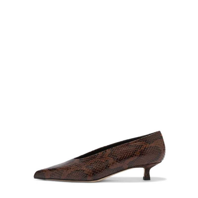 Aeydē Sandales Pointed-Toe Sandals In Brown Snake Print Calf Leat Brown