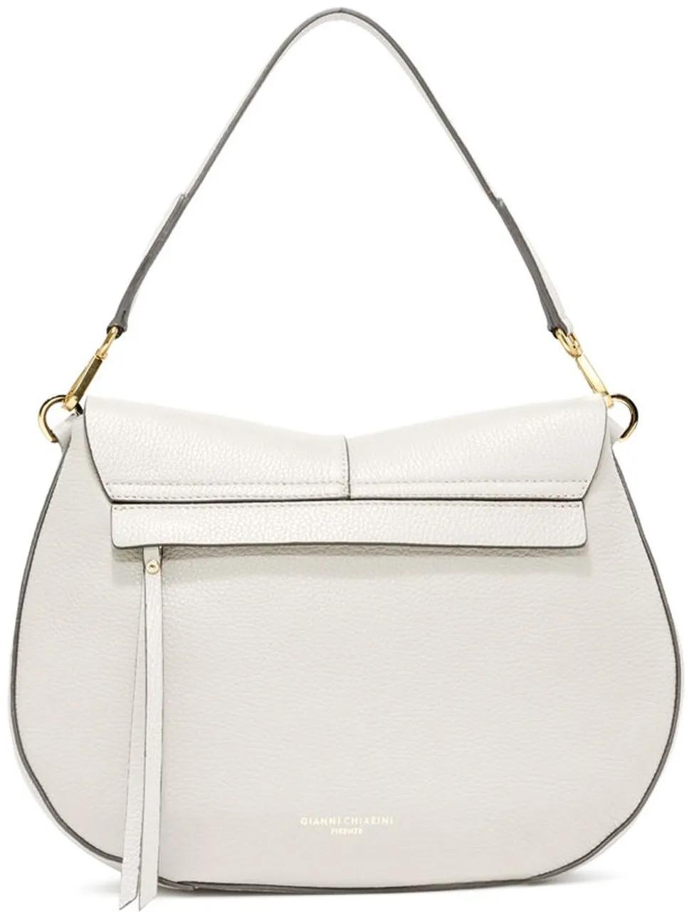 Gianni Chiarini Leren Schoudertas met Polyester Voering White Dames