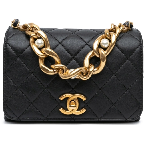 Chanel Tote Quilted Calfskin Pearl Jewel Chain Flap schwarz
