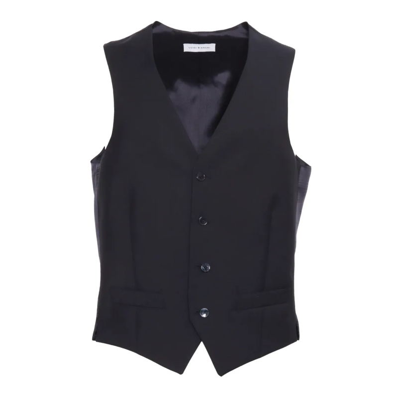 Luigi Bianchi  Tailored Blue Gilet With Satin Back Blue