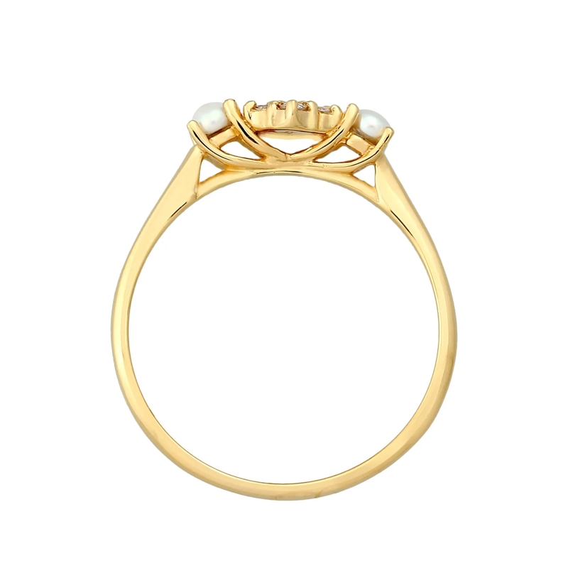 Elli Diamantring Ring Diamant (0.095 ct.) Süßwasserperle 375 Gelbgo gold(Image 3)