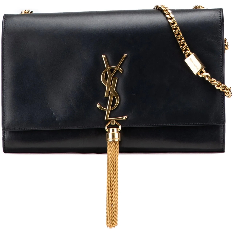 Saint Laurent Schultertasche Medium Smooth Calfskin Classic Monogram Kate Tasse schwarz