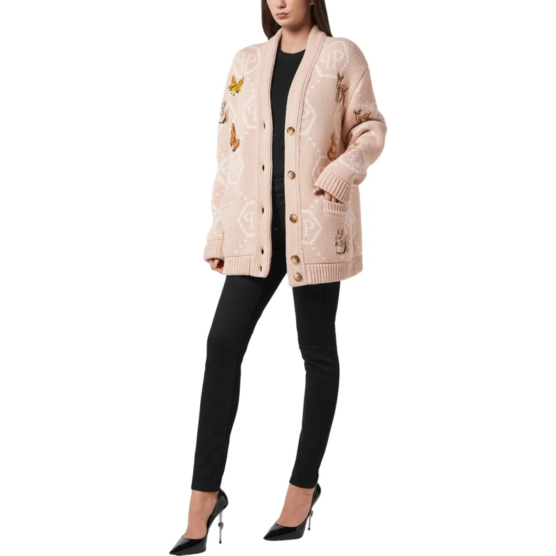 Philipp Plein Strickjacke Cardigan Long beige(Image 4)