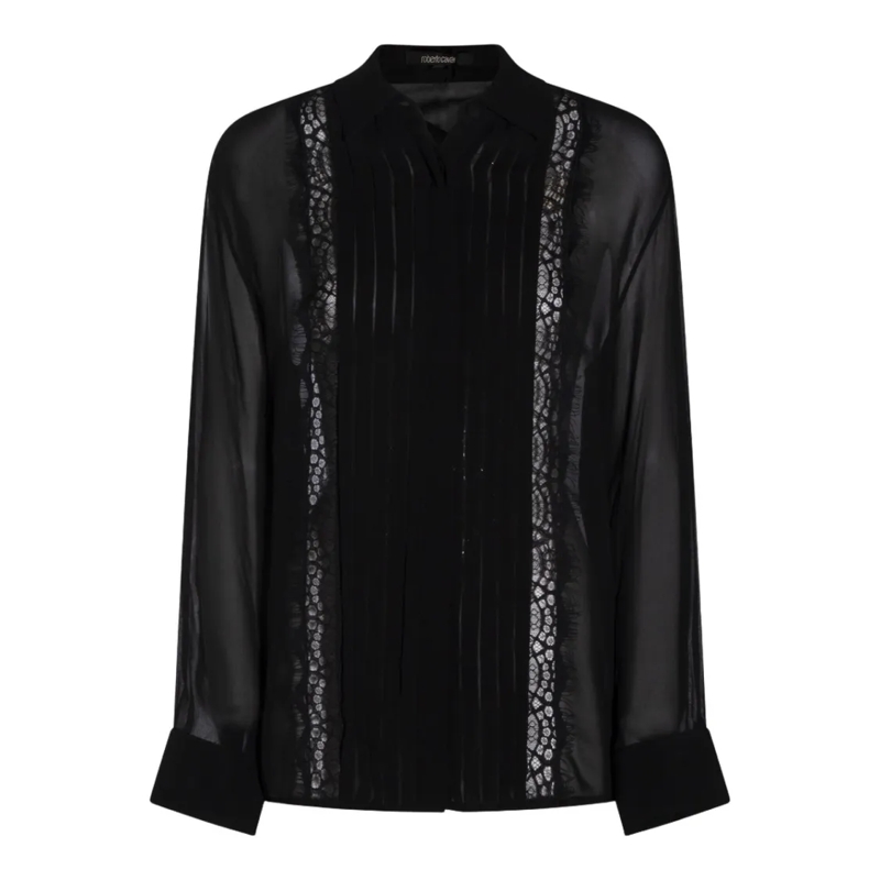 Roberto Cavalli Chemisier Tailored Black Shirt With Button-Down Front Black