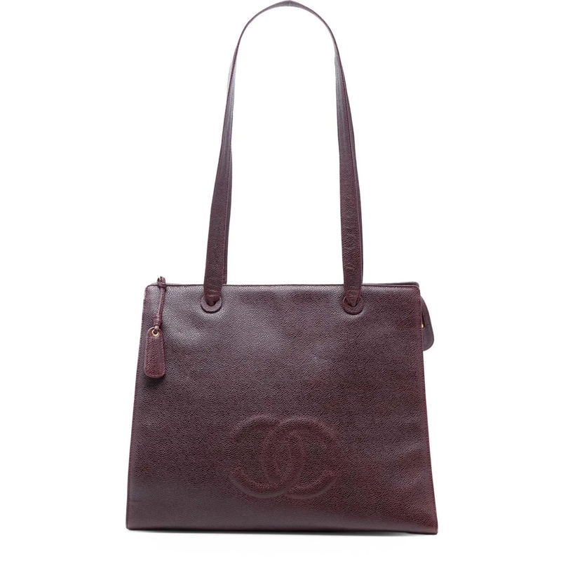 Chanel Shopper CC Caviar Tote rot