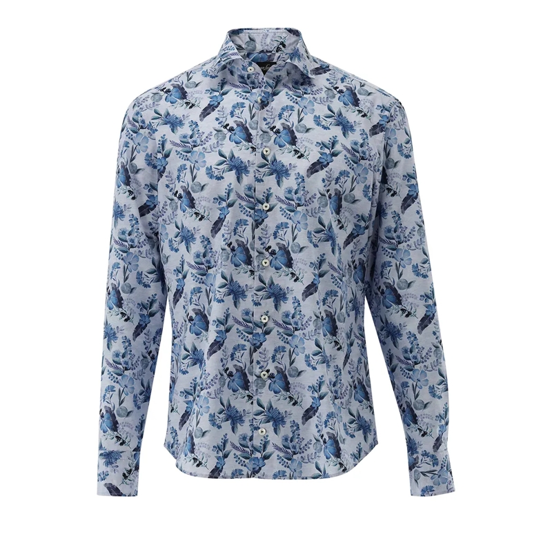 VAN LAACK Hemd Hemd Tailor Fit Druck blau