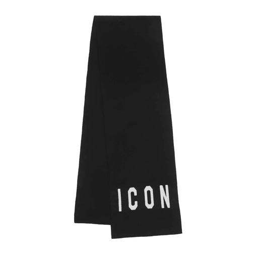 Dsquared2 Icon Print Scarf Black Wollen Sjaal