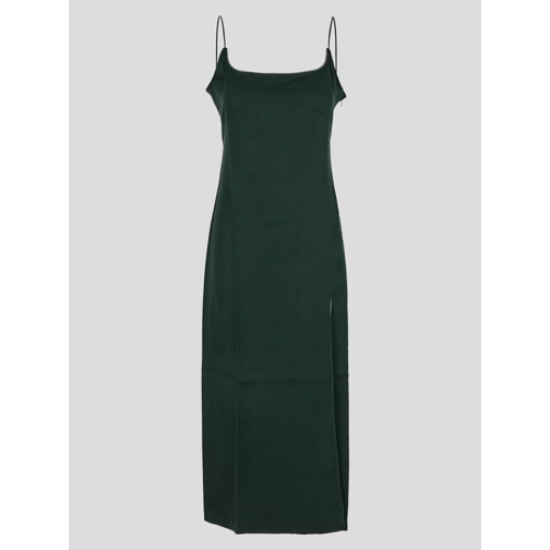 Jacquemus Midi Slip Dress W/ Side Slit Green 