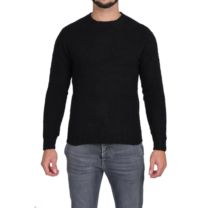 FILIPPO DE LAURENTIIS Pull Timeless Black Merino Crew Neck Sweater Black