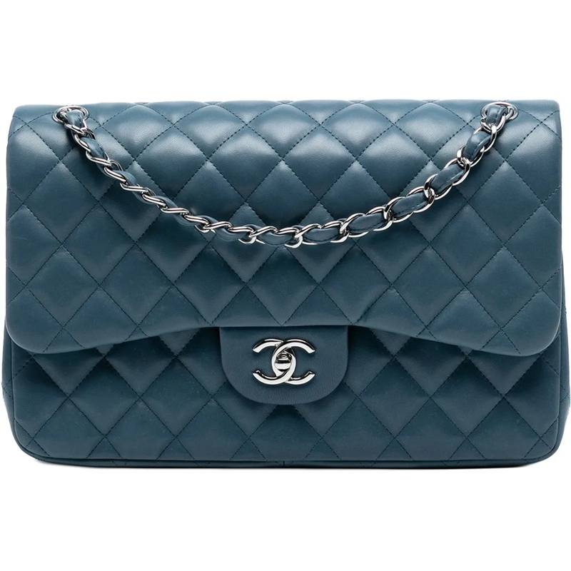 Chanel Schultertasche Jumbo Classic Lambskin Double Flap blau