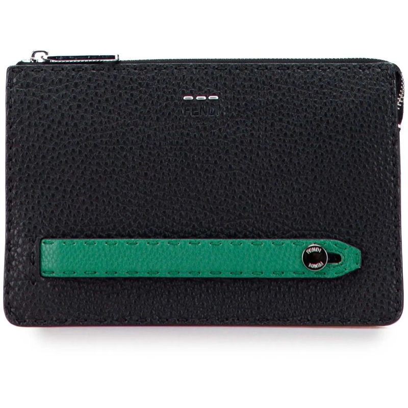 Fendi Clutch Leather Selleria Clutch schwarz