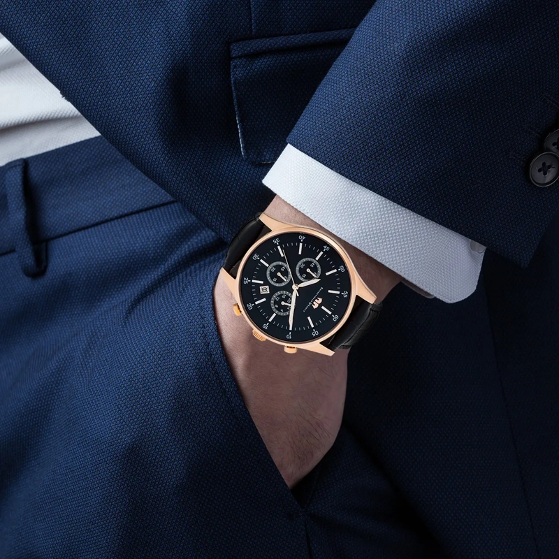 Rhodenwald & Söhne Automatikuhr Herren Armbanduhr Goodwill Echtleder rosegold(Image 2)