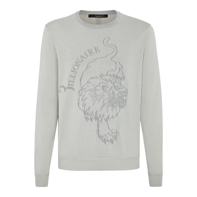 BILLIONAIRE  Rundhalspullover Lion hell-grau