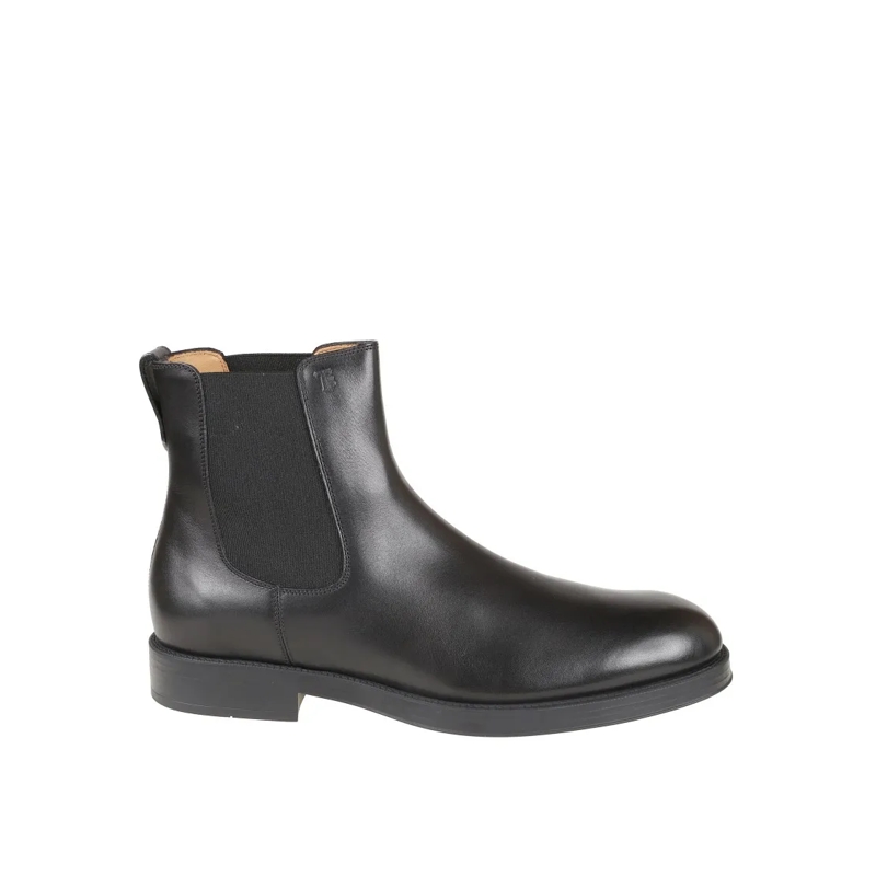 Tod's Bottes Smooth Leather Ankle Boots With Elastic Side Panel Black
