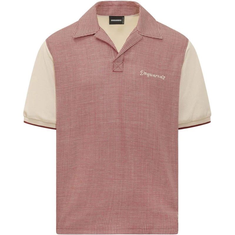 Dsquared2 Polo Polo Pied de Poule con Colletto a Rever braun