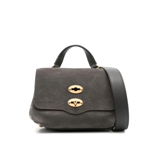 Zanellato Sac à bandoulière Dark Grey Calf Suede/Calf Leather Handbag Grey