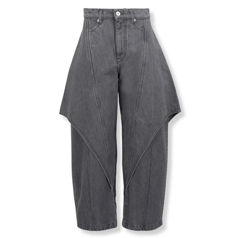 J.W.Anderson Jeans Cropped Sculptural Jeans With Artistic Silhouette Grey