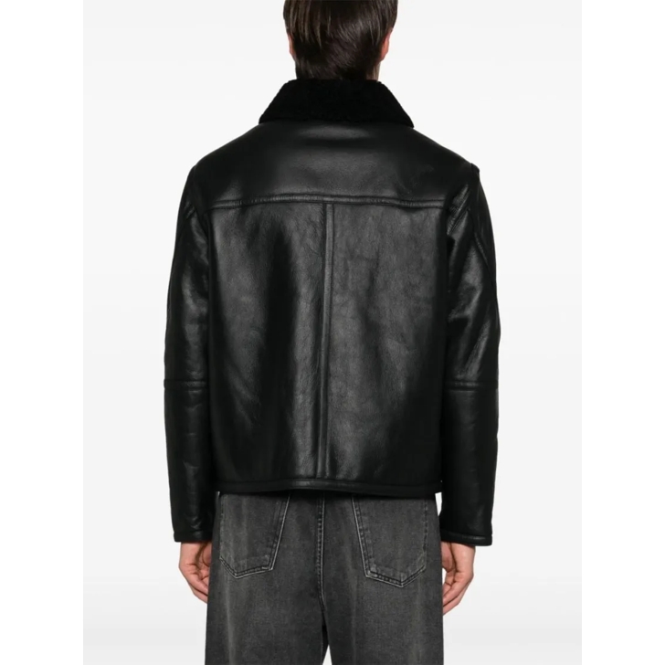 Mens black shearling jacket clearance