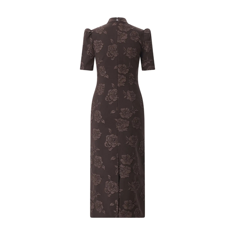 Rotate Maxikleid Jacquard Midikleid braun(Image 3)