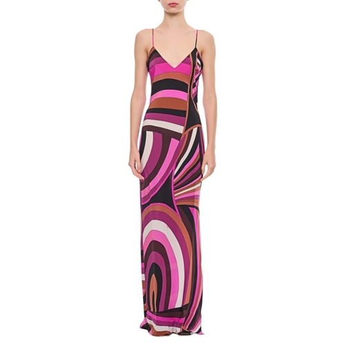 Pucci  Crepe De Chine Long Dress Multicolor