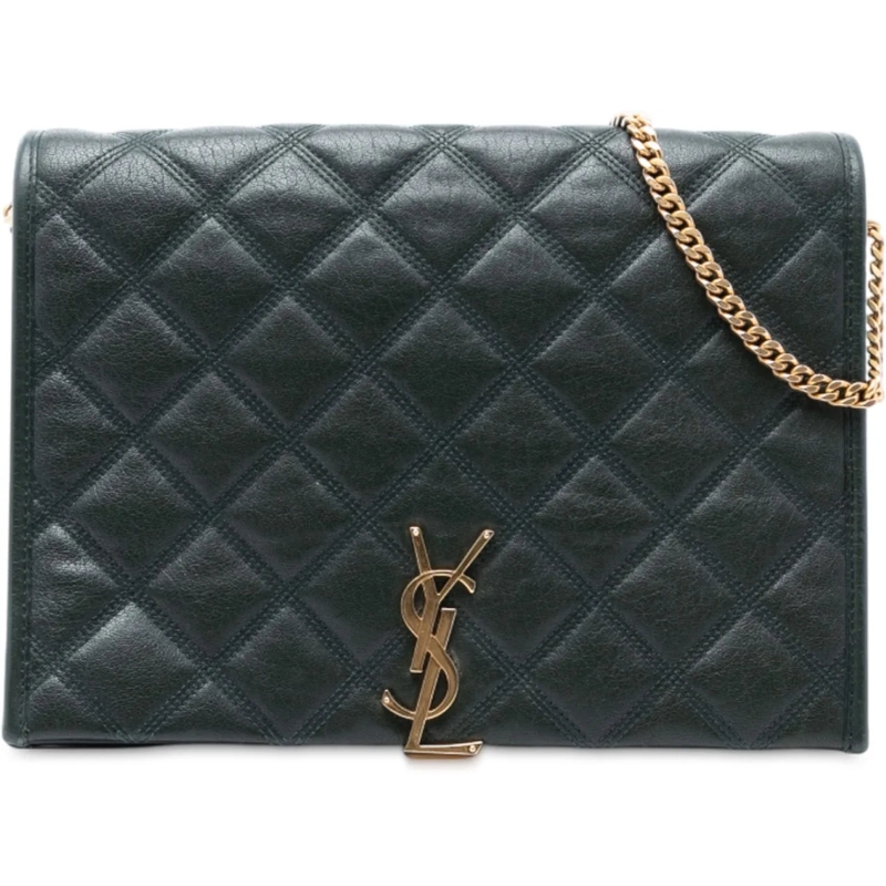 Saint Laurent Schultertasche Small Quilted Lambskin Becky Chain Shoulder Bag grün