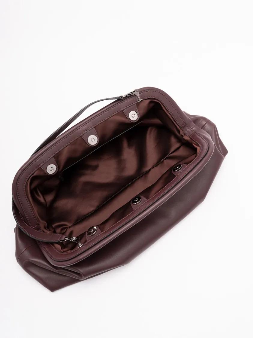 alberta ferretti Hobo bags Structured Leather Handbag With Sturdy Handle in bruin