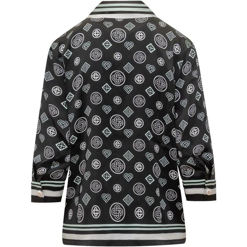 Casablanca Chemisier Casablanca Camicia Pigiama in Seta Nera con Logo schwarz(Image 2)