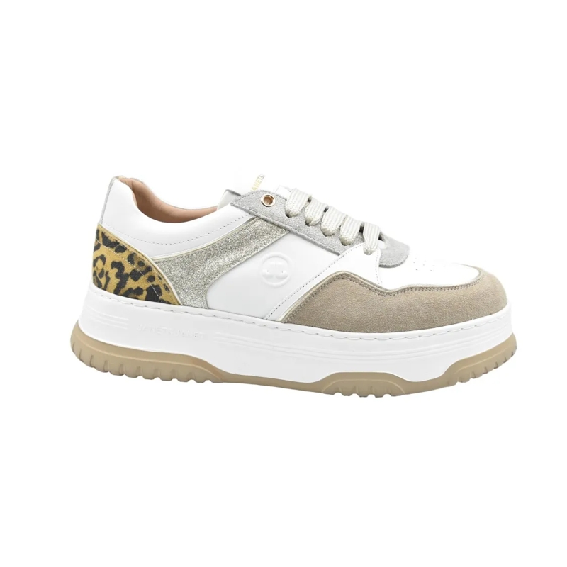 Janet & Janet Lage-top sneaker Platform Sneakers With Leopard Print White
