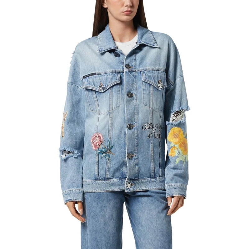 Philipp Plein Übergangsjacke Denim-Jacke jeansblau(Image 3)