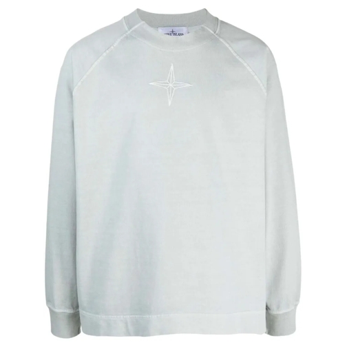 Stone Island Sweatshirts Logo-Embroidered Cotton Sweatshirt White