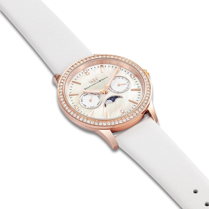 Rhodenwald & Söhne Automatikuhr Damen Armbanduhr Amidala Echtleder rosegold(Image 4)