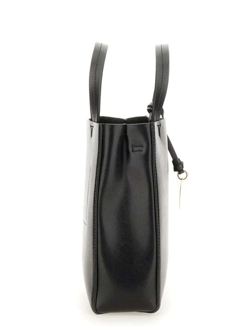 Jil Sander Shoppers & Totes Structured Black Calf Leather Bag in zwart