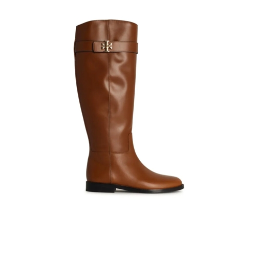 Tory Burch Lock Ridin' Brown Leather Boots Brown Laars