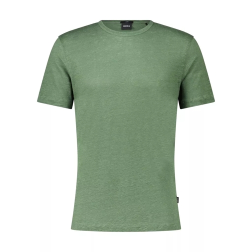 Boss Rundhals-T-Shirt Tiburt aus Leinen 48104507933018 Grün 