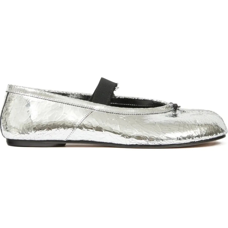 Maison Margiela Ballerinas Tabi Ballerina Flat Elastic Band Broken Mirror/ela silber
