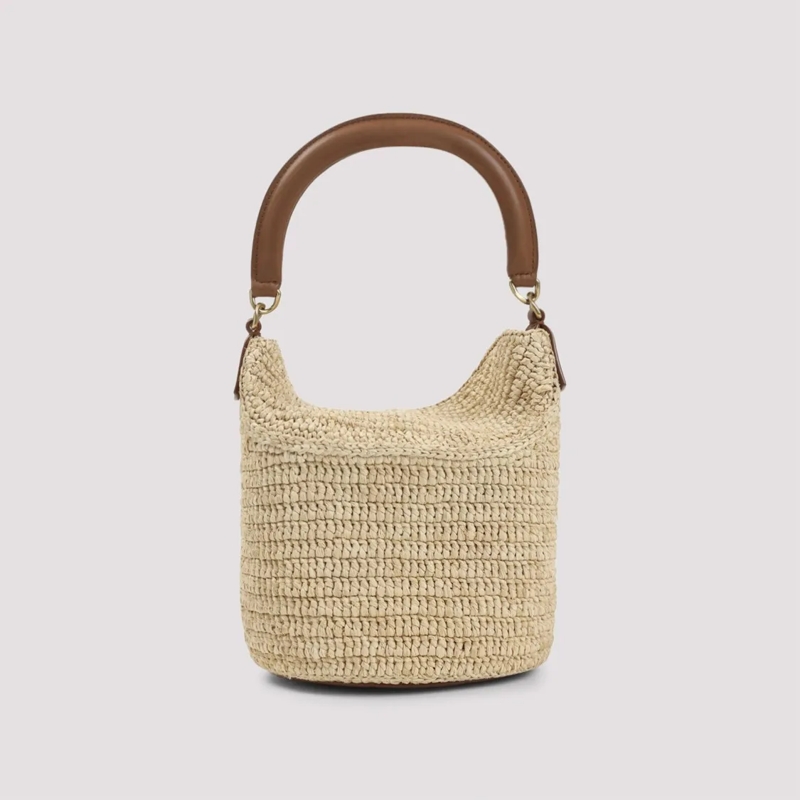 Saint Laurent Schultertasche Structured Raffia And Leather Shoulder Bag Neutrals