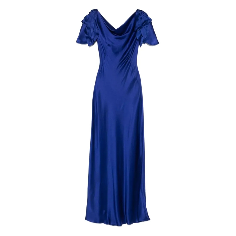 Alberta Ferretti  Flowing Silhouette Dress With Refined Design Blue
