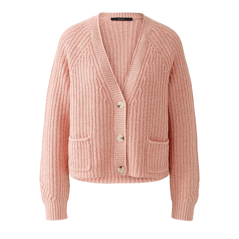 Oui Strickjacke Strickjacke LAFONYA rosa