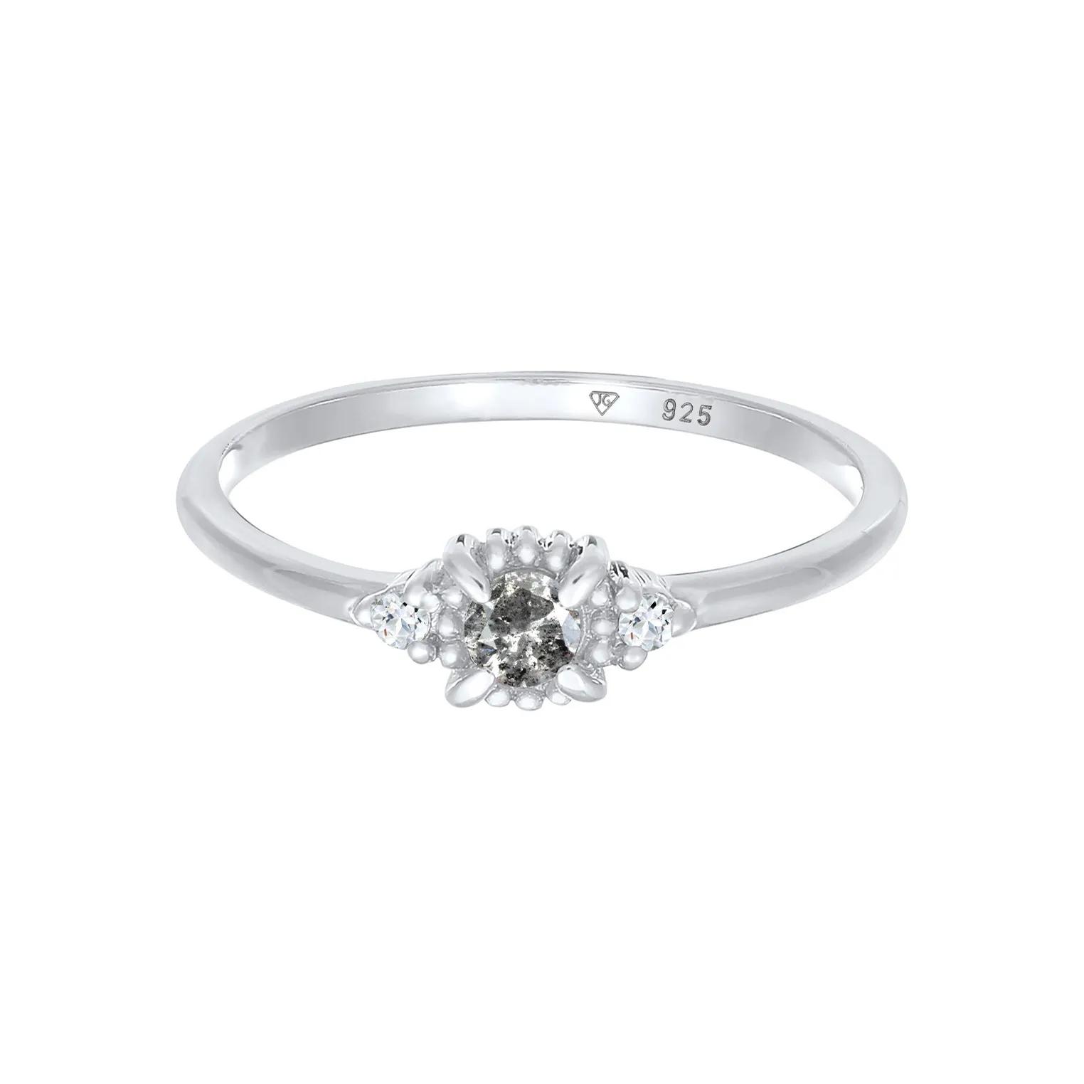Thumbnail - Elli Ringe - Ring Ladies solitaire ring Salt-Pepper with diamon - Gr. 52 MM - in Silber - für Damen
