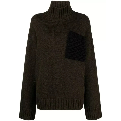 J.W.Anderson Roll-Neck Forest Green Ribbed Knitwear Jumper Black 