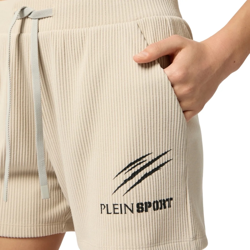 Plein Sport Shorts Ribbed Loose Fit Shorts Scratch weiss(Image 2)