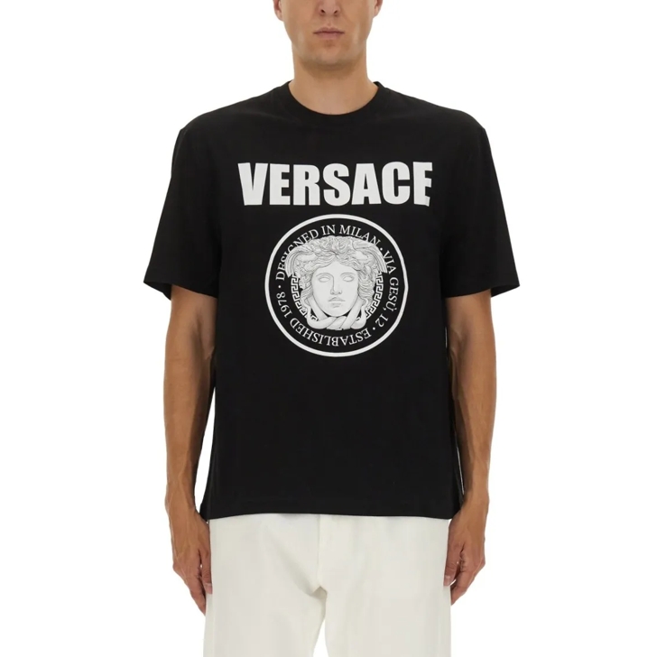 【関税&送料込】Versace Black Cotton T-Shirt Versace Black Cotton T-Shirt Black | T-Shirts