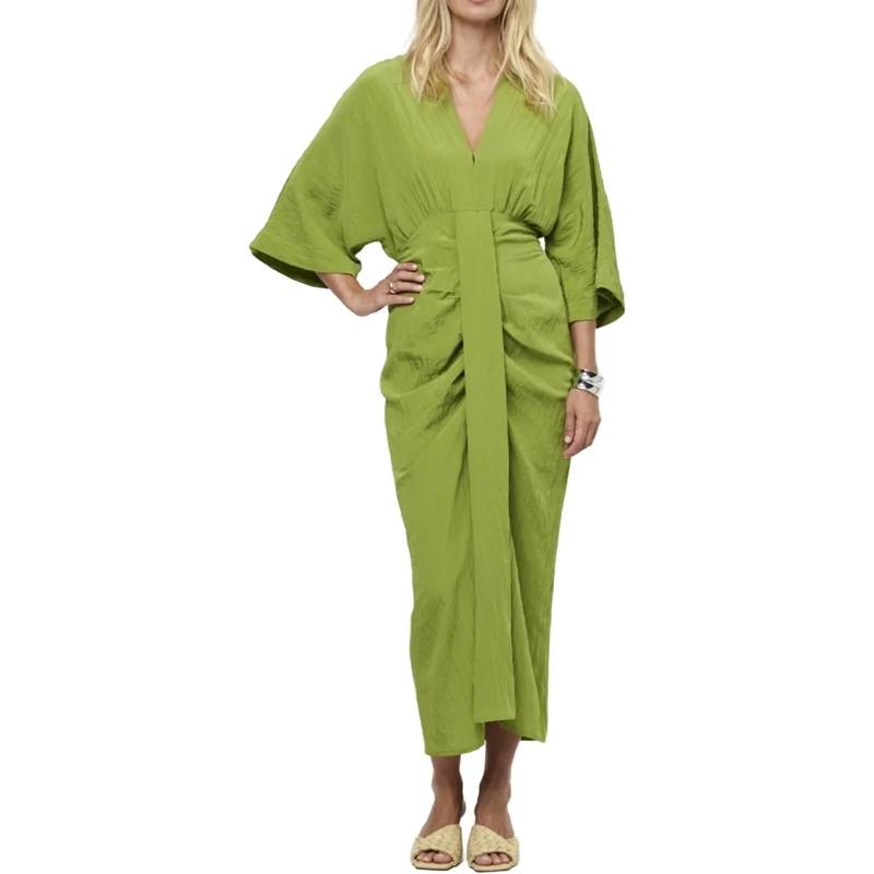 DANTE6 Midikleid Dante 6 Bradshaw Pleated Long Dress Jurken Groen 2 grün(Image 2)