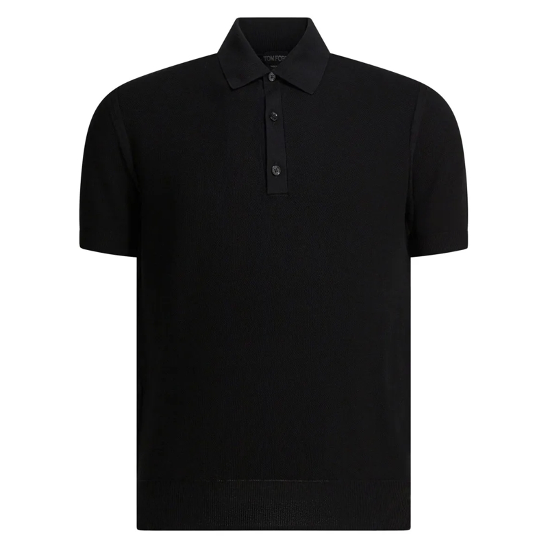 Tom Ford Polohemd Silk And Cotton Pique Polo Shirt Black
